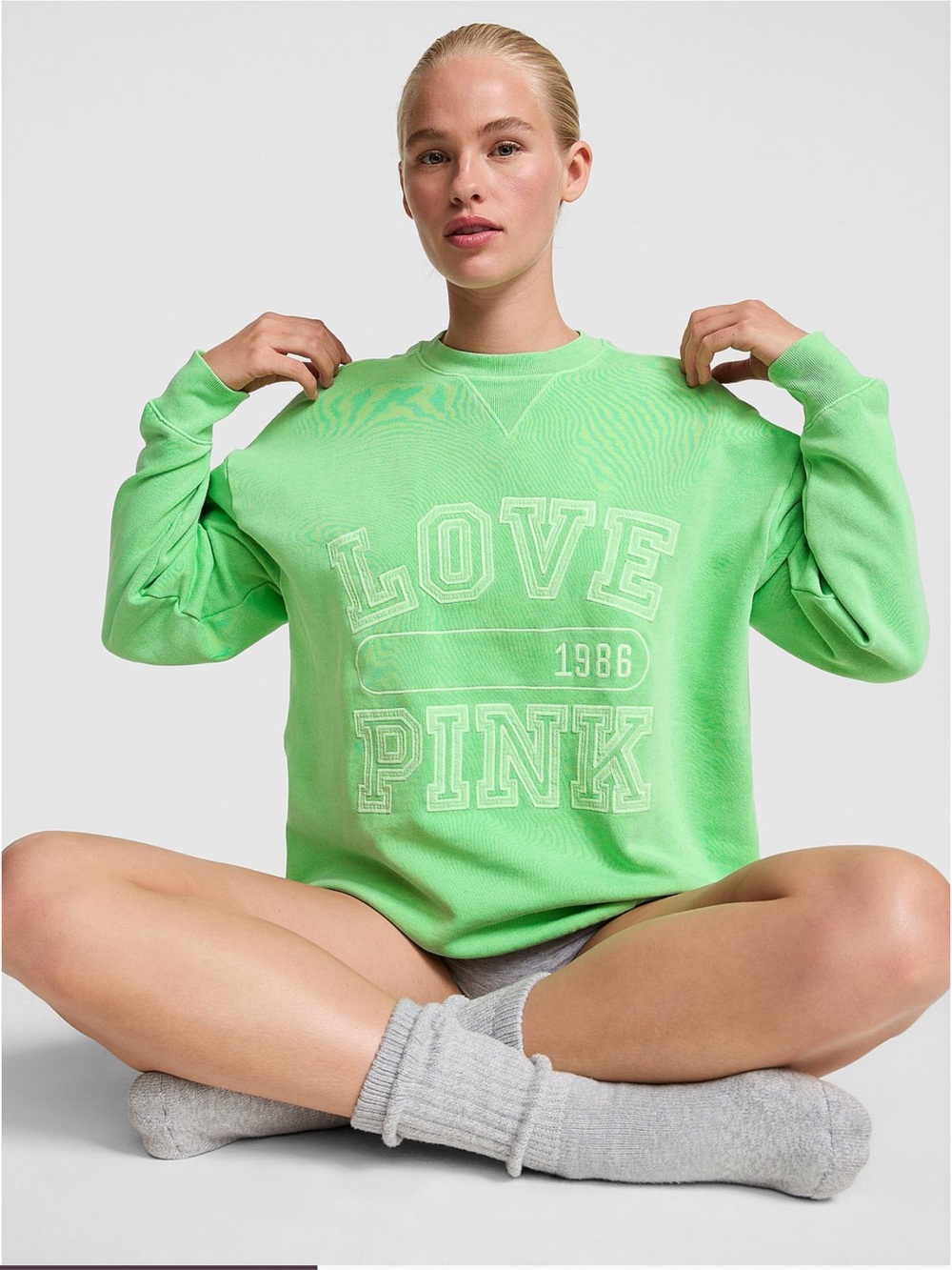 VS PINK campus fleece crew sweatshirt XXL NWT